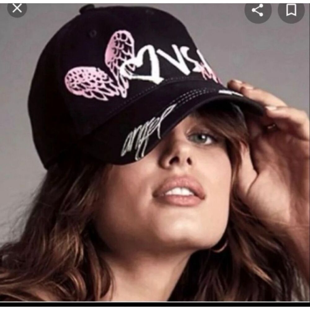 Vintage Victorias secret VS graffiti:chalk black pink hat cap